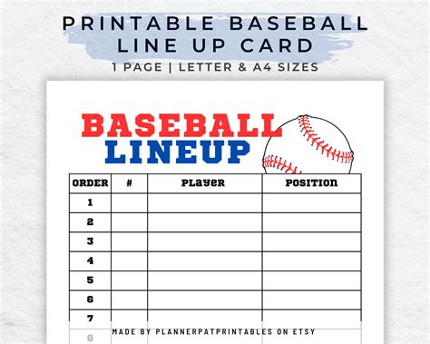 baseball   roster printable  editable blank batting etsy canada