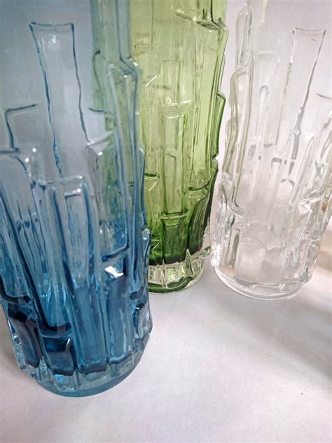 Mid Century Glass Bark Vases By Bo Borgström For Åseda 1960s Set Of 6