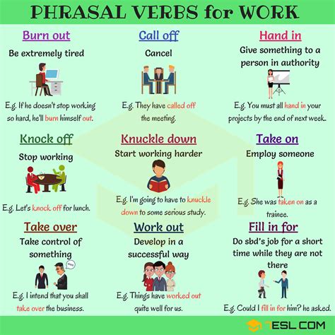 phrasal verbs  work  english esl