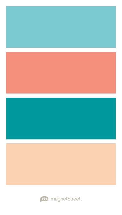 Turquoise Coral Teal And Peach Wedding Color Palette Custom Color