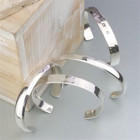 mens curved solid silver open cuff bracelet  david louis design