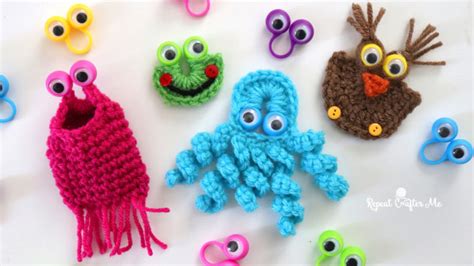 crochet googly eye finger puppet characters repeat crafter