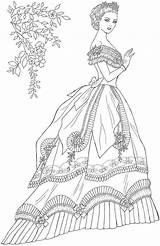 Coloring Gown Dover Publications Haven Doverpublications Gowns sketch template