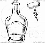 Bottle Whisky Vector Clipart Sketched Corkscrew Illustration Royalty Tradition Sm Template Pages Coloring sketch template