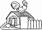 Coop Chicken Coloring Pages Rooster Crowing Netart Kids Farm Barn Color sketch template