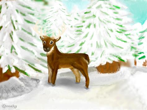 winter deer  animals speedpaint drawing  firebrace queeky draw paint