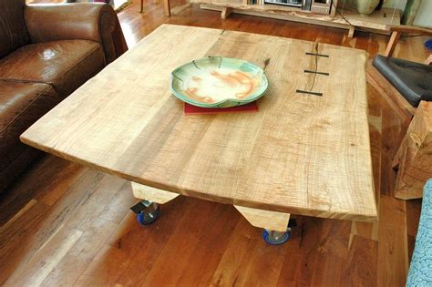 hand crafted curly maple slab coffee table  dumonds custom furniture