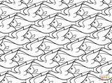 Escher Coloring Tessellation Fish Pages Tessellations Bird Printable Patterns Supercoloring Mc Kids sketch template