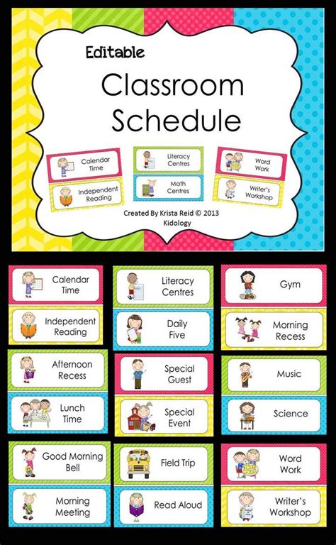 editable classroom schedule  colorful background