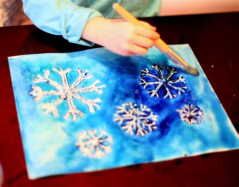 winter watercolor resist art   printable snowflake template