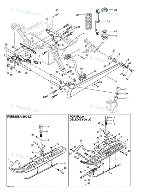 ski doo  formula deluxe  lc oem parts diagram  front suspension  ski partzillacom