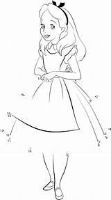 Alice Standing Dot Wonderland Dots Connect sketch template