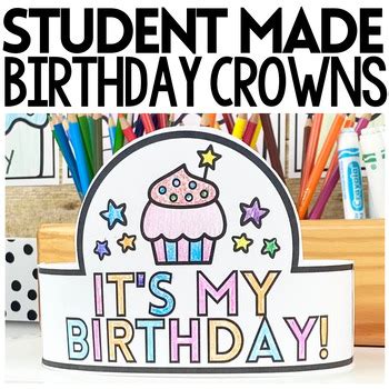 happy birthday crown printable  coloring simple interactive