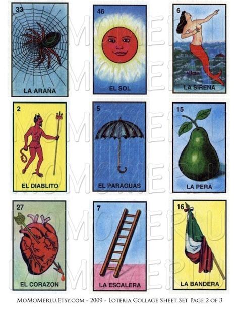 mexican loteria game cards 3 sheets large rectangles for