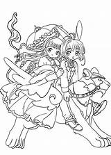 Captors Tomoyo Shaoran Colorear Cardcaptor Manga Ausmalen Mermaid Coloriages Cập Truy Malbücher sketch template
