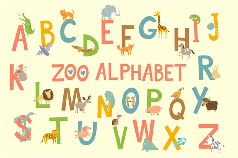 zoo english alphabet  animals illustrations creative market