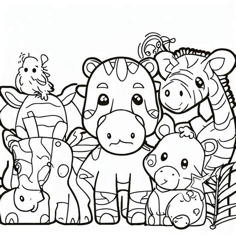 printable cute zoo animals coloring page  print  color