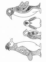 Pages Coloring Penguin Zentangle Adults Printable Adult sketch template