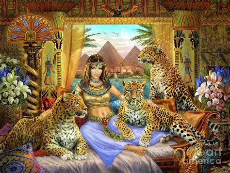 Egyptian Queen With Leopard Digital Art By Mgl Meiklejohn
