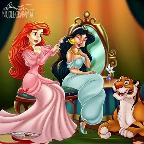 ariel and jasmine by nicolegrahamart disney disney princess fan art