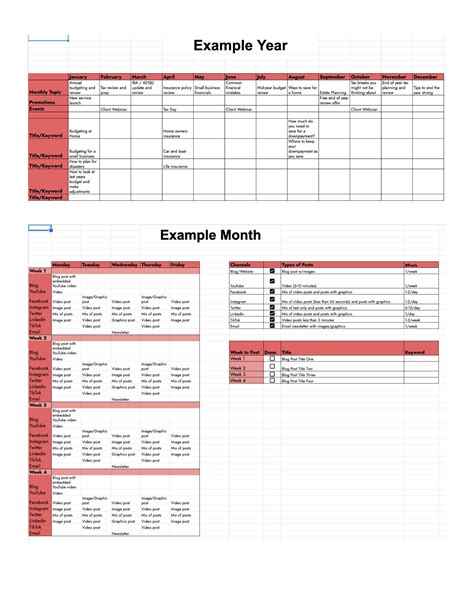 content calendar spreadsheet digital marketing vault