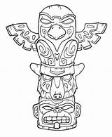 Totem Pole Coloring Poles Pages Native American Drawing Easy Craft Drawings Template Printable Wolf Tattoo Totems Animal Color Symbols Tiki sketch template