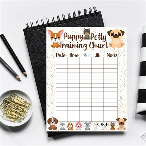 puppy potty training chart printable instant   etsy mexico
