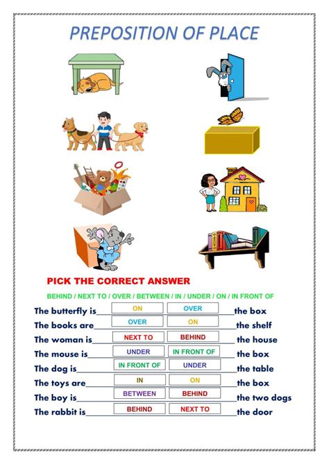 preposition  place activity  grade   secc prepositions