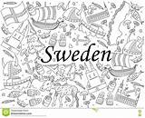 Sweden Coloring Book Vector Designlooter Illustration 1300 22kb sketch template