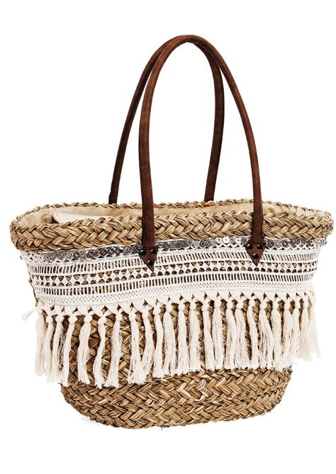 hipanema sidoni embellished basket bag straw