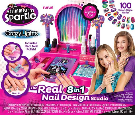 cra  art shimmer  sparkle crazy lights super nail salon kit top toys