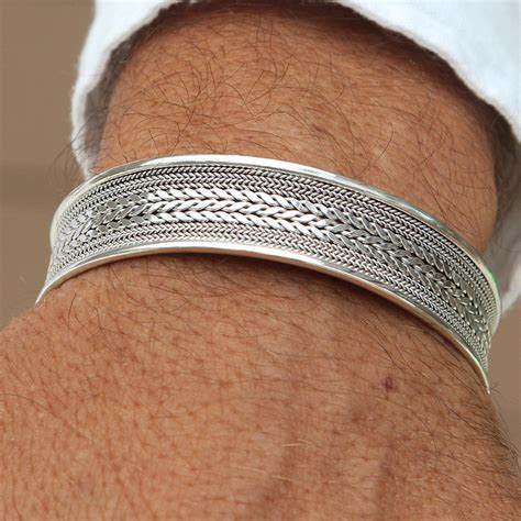 elegant cuff  sterling silver wide bracelet vy jewelry