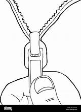 Zipper Cartoon Outline Stock Unzipping Hand Vector Unzip Illustration Over Zip Alamy Clip sketch template