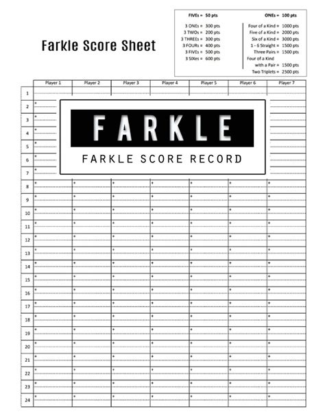 printable farkle score sheets