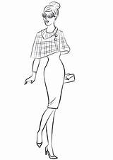 Coloring Woman 1960 Pages 1960s Fashion sketch template