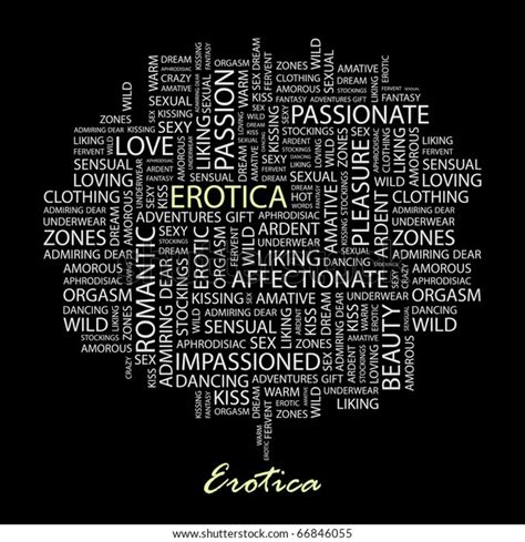 Erotica Word Collage On Black Background Stock Vector Royalty Free