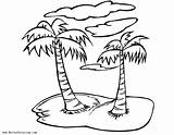 Tree Palm Coloring Pages Beach Summer Printable Kids Adults Color sketch template