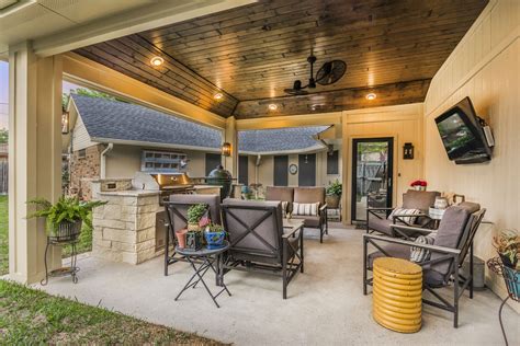 covered patio and kitchen texas custom patios