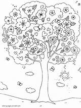 Coloring Spring Pages Tree Kids Outdoor Blossoming Colouring Printable Children Seasons Activities Trees Color Sheets Book Popular Nature Nice Print sketch template
