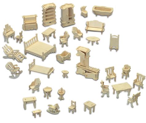 doll house miniature furniture set  woodcraft kit
