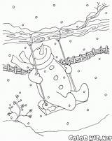 Neve Altalena Pupazzo Neige Snowman Schneemann Bonhomme Swing Boneco Balançoire Balanço Snowmen Hut Bonshommes Bonecos Schaukel Pupazzi Colorkid Manteau Cappello sketch template