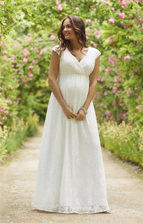 Nicola Lace Maternity Wedding Gown Long Ivory Maternity Wedding