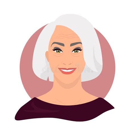 old woman social media avatar colorful concept vector illustration