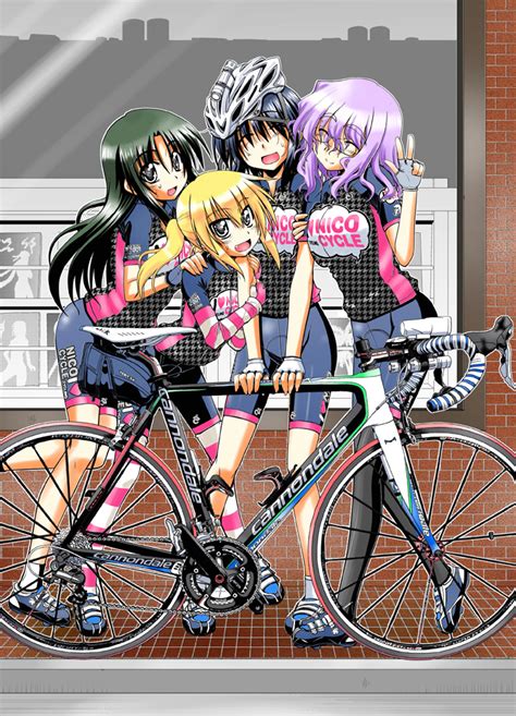 safebooru 4girls d arm hug bicycle bike jersey bike shorts black