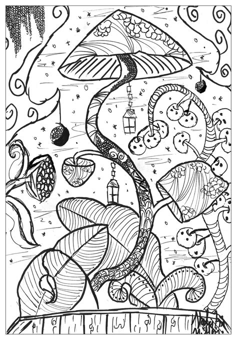 mushroom valentin flowers adult coloring pages
