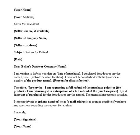 refund request letter template samples  formats