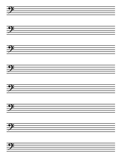 printable full page bass clef staff paper  theory worksheets
