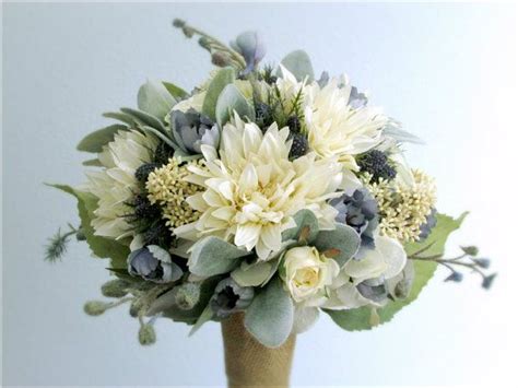 reserved ivory blue light green silk flower wedding package