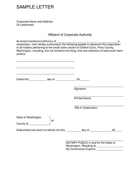 affidavit  support sample letter  printable documents