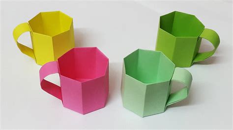 colors paper diy mini paper cup easy origami paper cup paper crafts  school paper craft